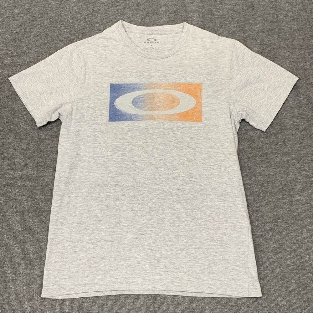 Oakley O-Bold Ellipse Gray Tee Size Small‎ Cyber Gorp Y2K